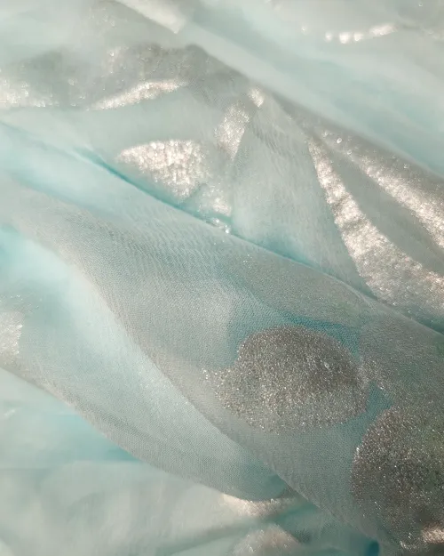 Ice Blue Colour Zari Work Chiffon Saree