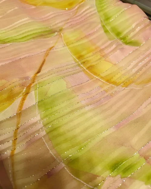 Peach Color Floral Printed Chiffon Saree