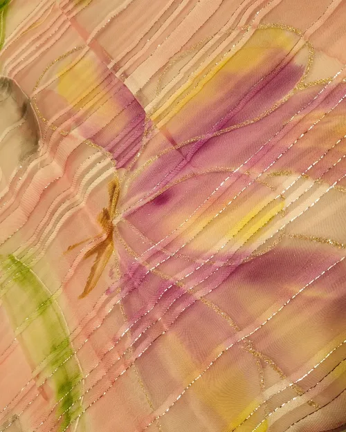 Light Pink Floral Printed Chiffon Saree