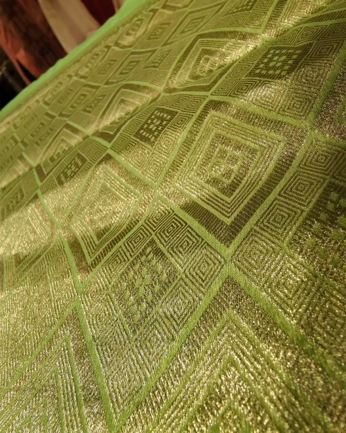 Light Green Zari Work Chiffon Saree
