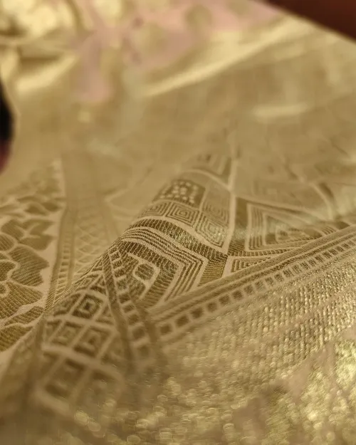 Peach Zari Work Chiffon Saree