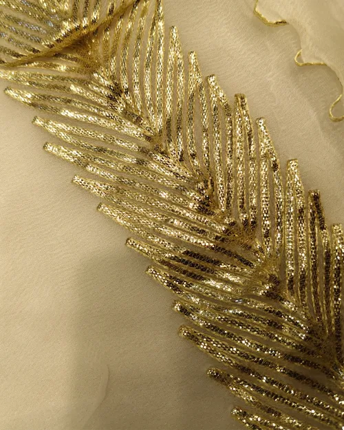 White Gota Patti Work Chiffon Saree