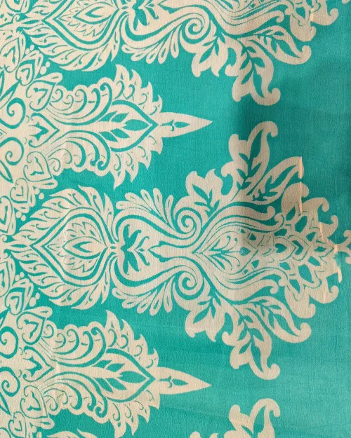 Ice Blue Color Floral Printed Chiffon Saree