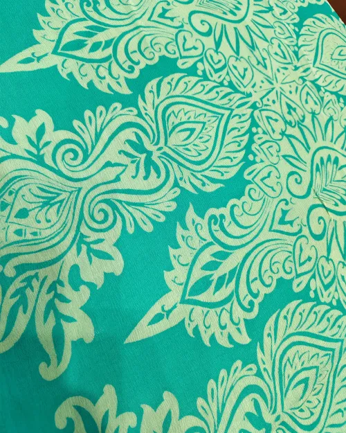 Ice Blue Color Floral Printed Chiffon Saree