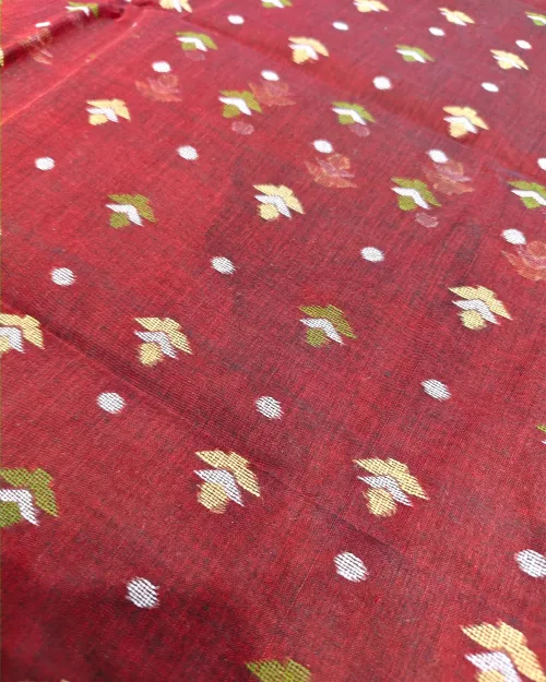 Maroon Handloom Style Tant Cotton Saree