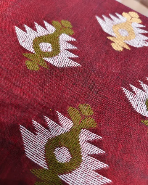 Maroon Handloom Style Tant Cotton Saree