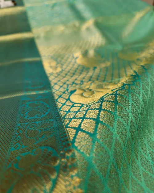 Light Green Zari Work Pure Silk Saree