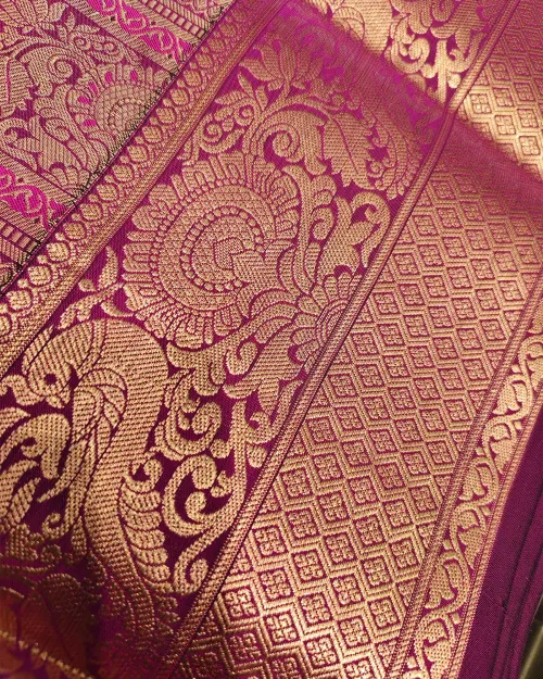 Purple Zari Work Pure Kanchipuram Silk Saree
