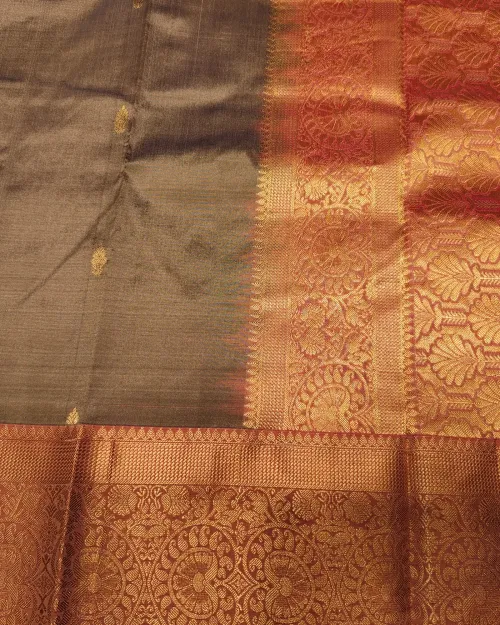 Grey Zari Work Pure Kanchipuram Silk Saree