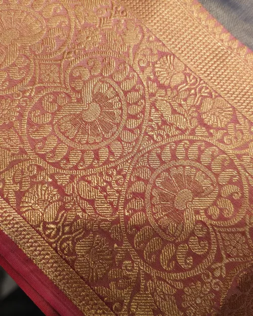 Grey Zari Work Pure Kanchipuram Silk Saree