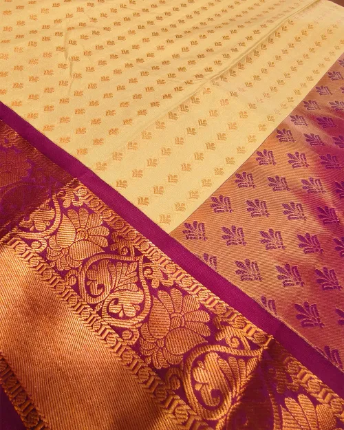 White Zari Work Silk Saree