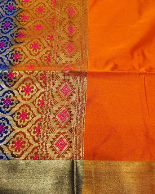 Orange Color Pure Kanchipuram Silk Saree