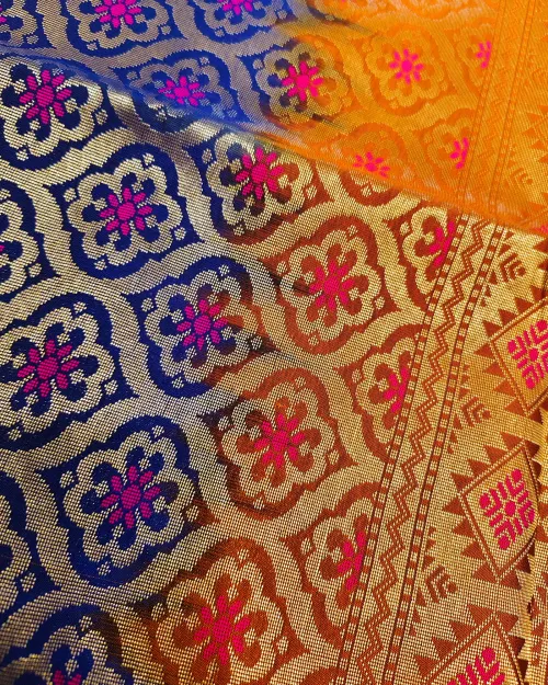 Orange Color Pure Kanchipuram Silk Saree