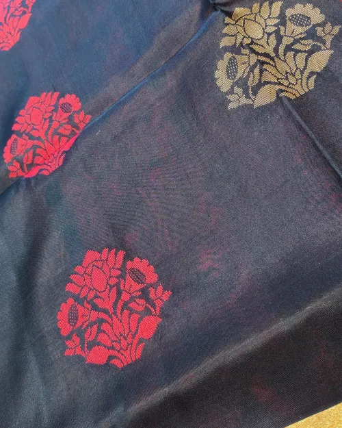 Black Color Pure Kanchipuram Silk Saree