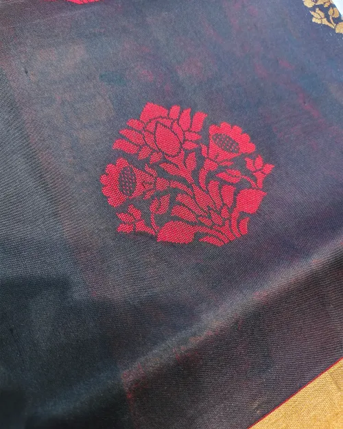 Black Color Pure Kanchipuram Silk Saree