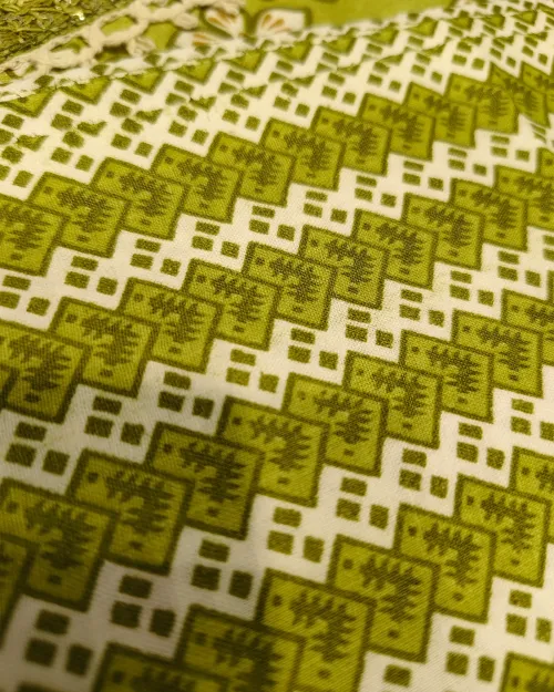 Green Color Cotton Unstitched Suit Set