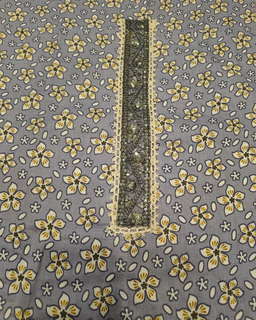 Grey Cotton Unstitched Suit Set