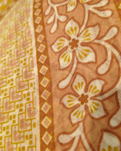 Light Brown Cotton Printed Unstitched Suit Set