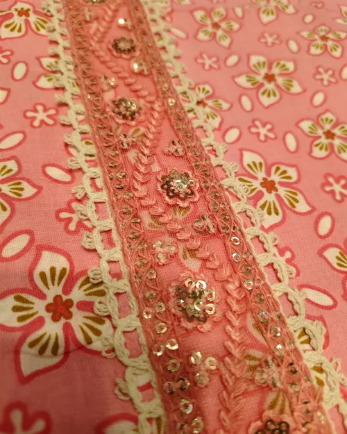 Light Peach Cotton Basic Style Unstitched Suit Set