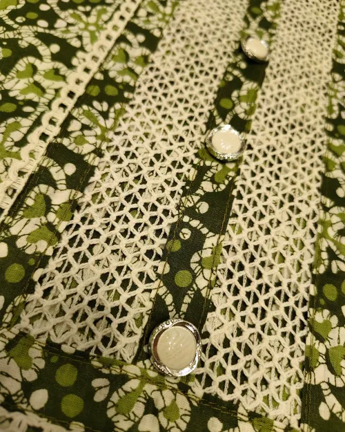 Green Colour Cotton Unstitched Suit Set