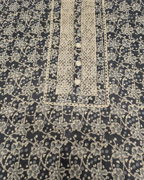 Grey Color Cotton Unstitched Suit Set