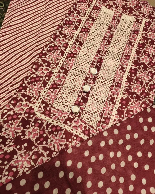 Light Purple Cotton Printed Unstitched Suit Set