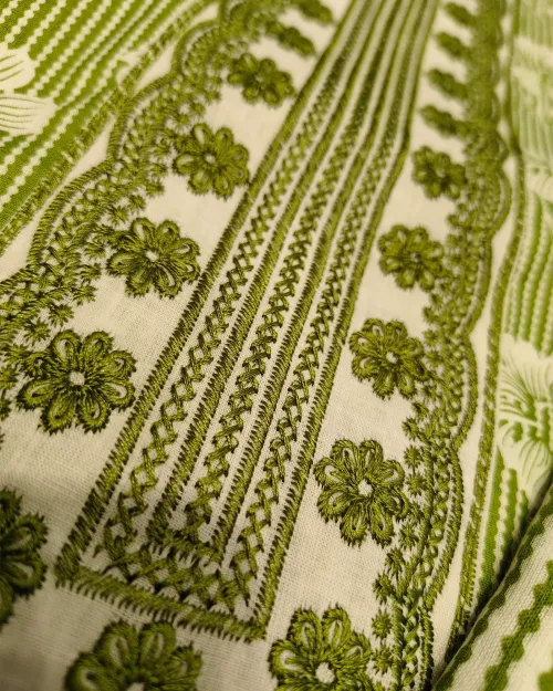 Light Green Cotton Basic Style Unstitched Suit Set