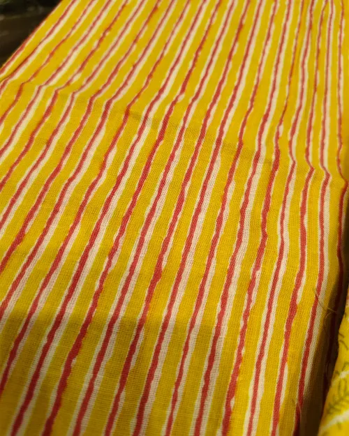 Yellow Colour Cotton Printed Unstitched Suit Set
