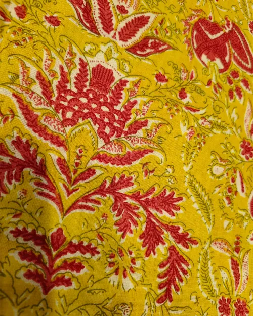 Yellow Colour Cotton Printed Unstitched Suit Set
