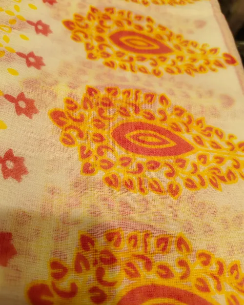 Yellow Colour Cotton Printed Unstitched Suit Set