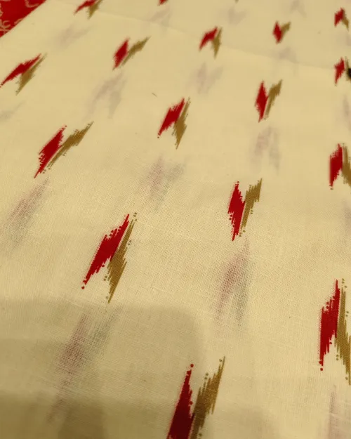 Cream & Red Colour Basic Style Unstitched Suit Set