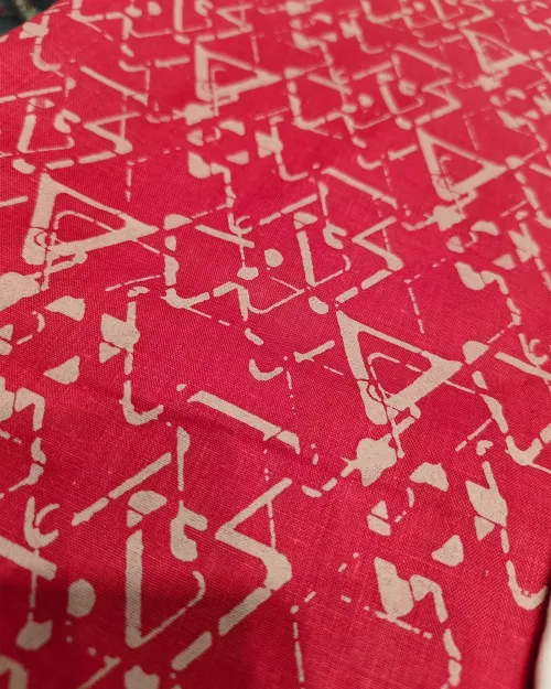 Cream & Red Colour Basic Style Unstitched Suit Set