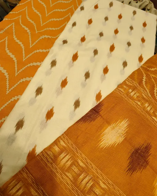 Cream & Yellow Cotton Printed Unstitched Suit Set