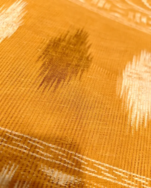 Cream & Yellow Cotton Printed Unstitched Suit Set