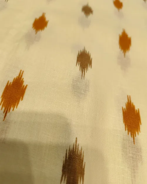 Cream & Yellow Cotton Printed Unstitched Suit Set