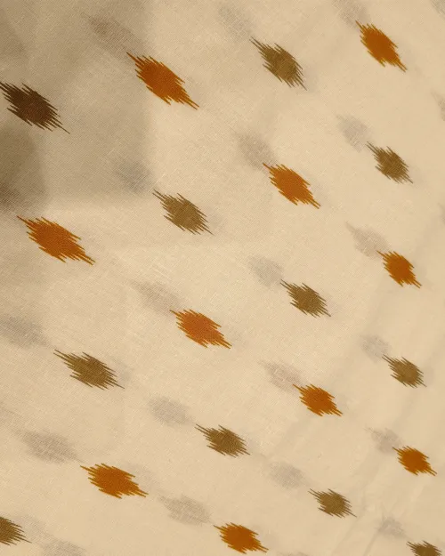 Cream & Yellow Cotton Printed Unstitched Suit Set