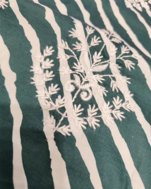 Green Color Cotton Basic Style Unstitched Suit Set