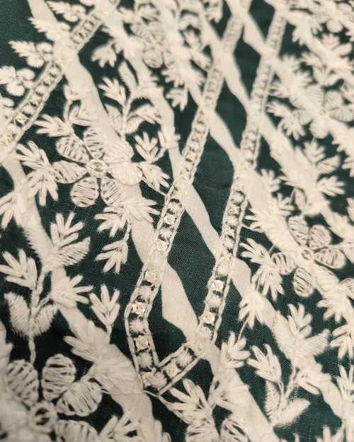 Green Color Cotton Basic Style Unstitched Suit Set