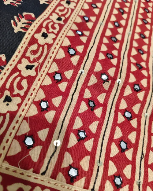 Black Color Unstitched Cotton Suit Set