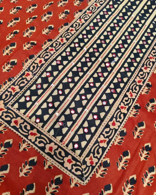 Maroon Colour Printed Unstitched Cotton Suit Set