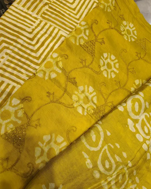 Green Cotton Unstitched Printed Suit Set