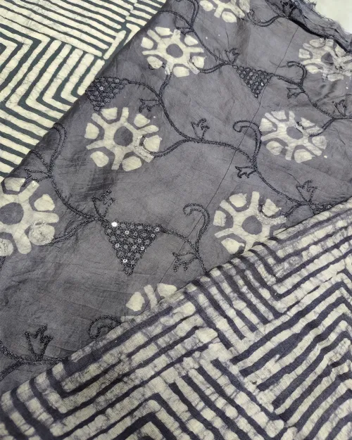 Grey Color Unstitched Cotton Suit Set