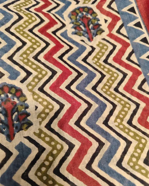 Maroon Color Cotton Printed Unstitched Suit Set