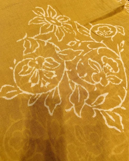 Yellow Colour Printed Unstitched Cotton Suit Set