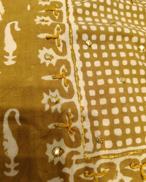 Yellow Colour Printed Unstitched Cotton Suit Set