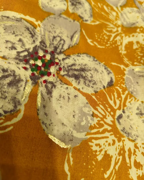 Mustard Light Embroidery Unstitched Cotton Silk Suit Set