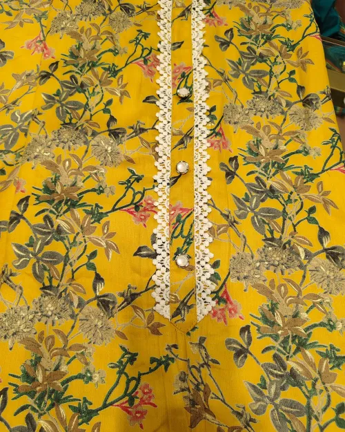 Yellow Unstitched Cotton Suit Set