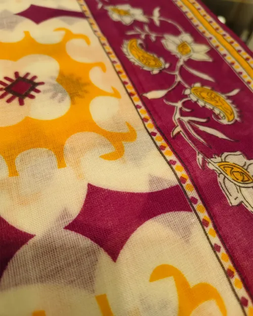 Purple Unstitched Cotton Suit Set