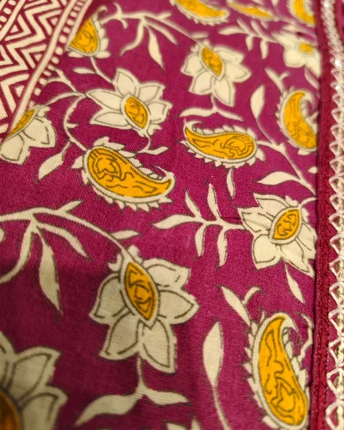 Purple Unstitched Cotton Suit Set