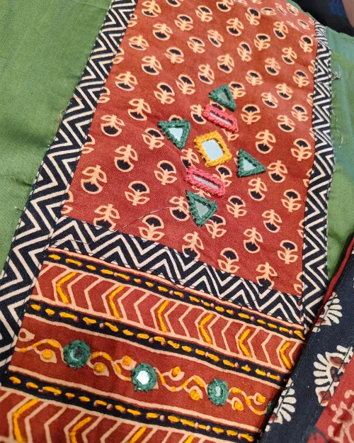 Green Color Cotton Unstitched Suit Set